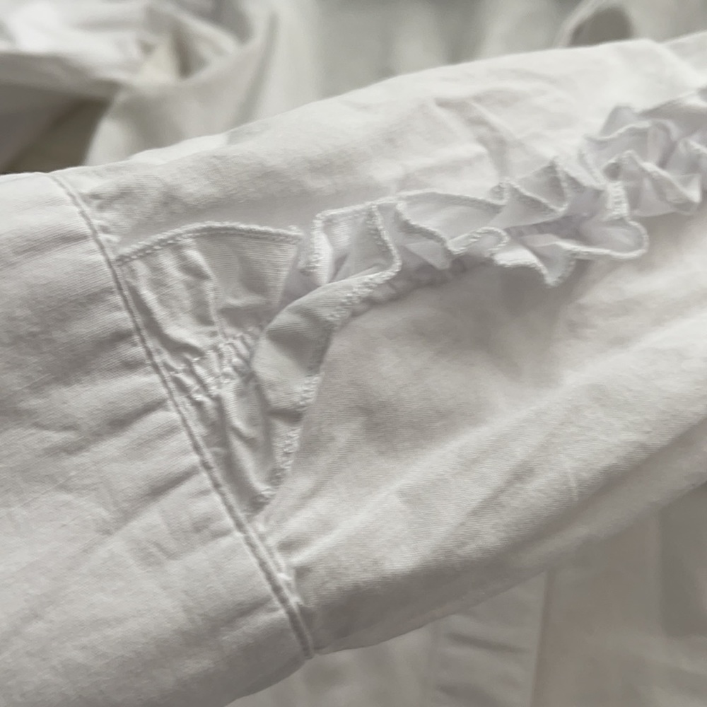 Ruffled Sleeve White Button Down - image 7